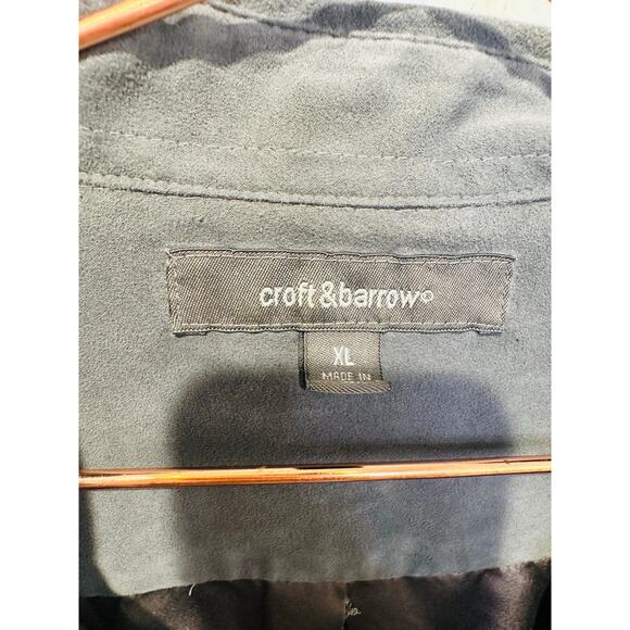 CROFT & BARROW Men’s Gray Faux Suede Cloth Button Up Long Sleeve Shirt sz XL - Picture 4 of 11